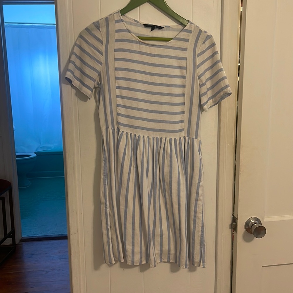 Blue and white striped sundress